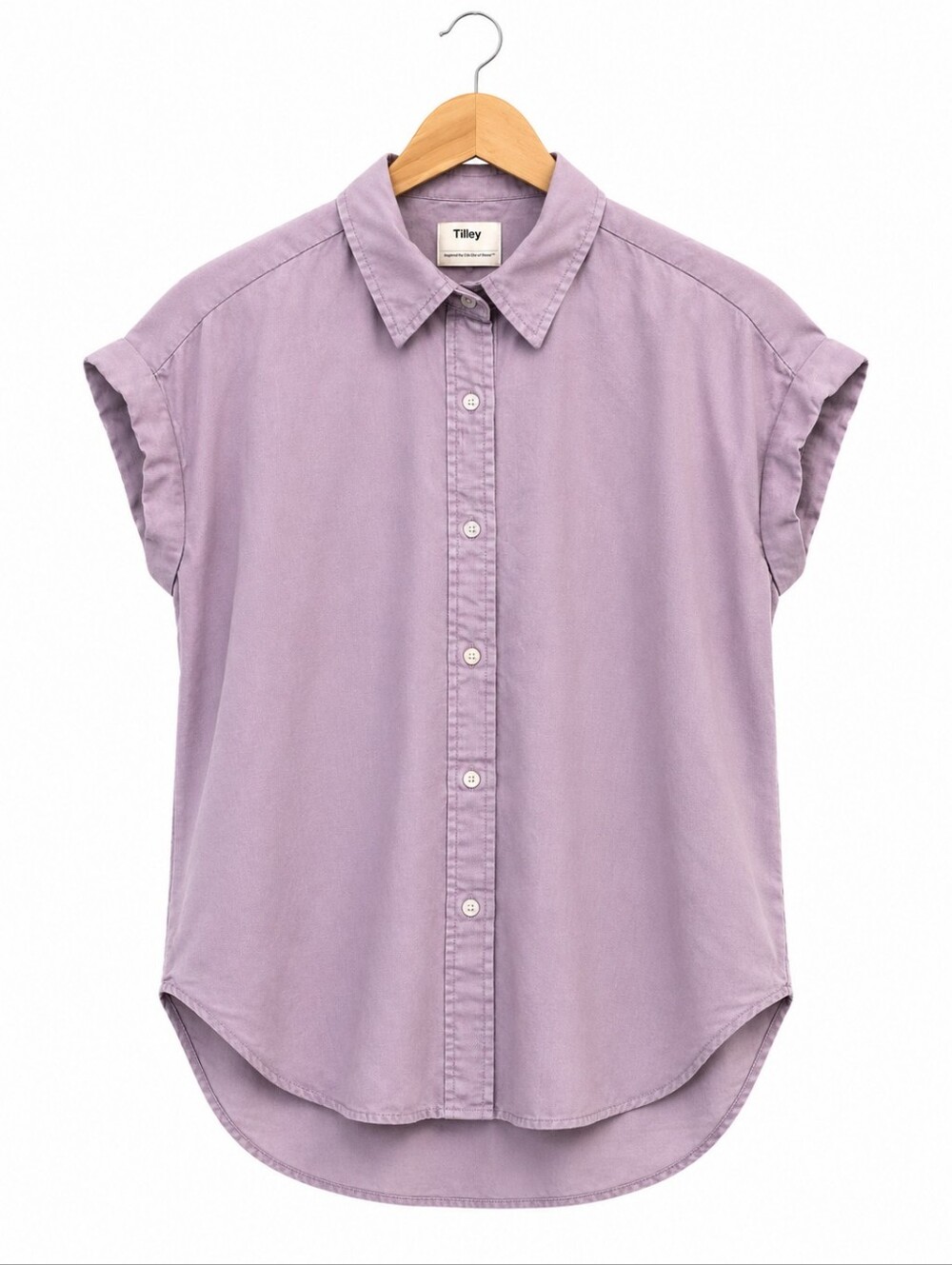 Tilley Lavender Lyocell Button Front Cap Sleeve Blouse – Size Small